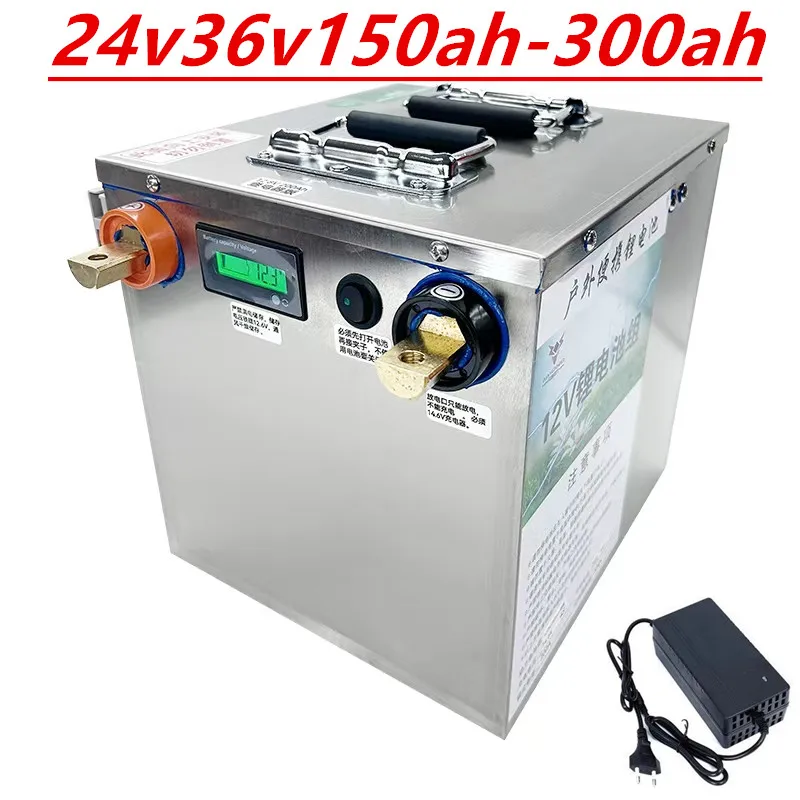 

24V36V 300AH 200AH lifepo4 lithium Battery bluetooth APP BMS for750W-2400W Inverter Solar Systems golf cart + 20A Charger byKaiy