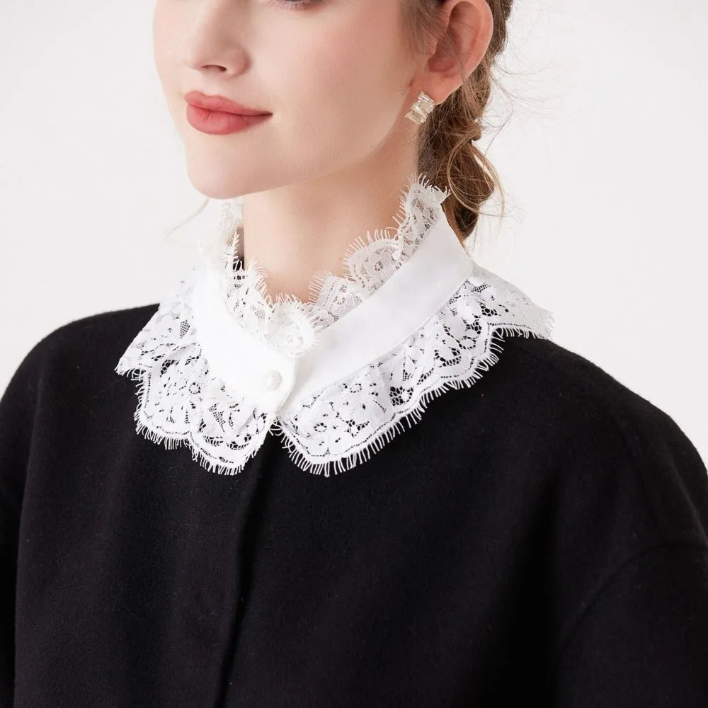 

Floral Detachable Lapel Collar Capelet Soft Fake Lace Collar Standing Collar Removable Lace Neckline Shoulder Decoration