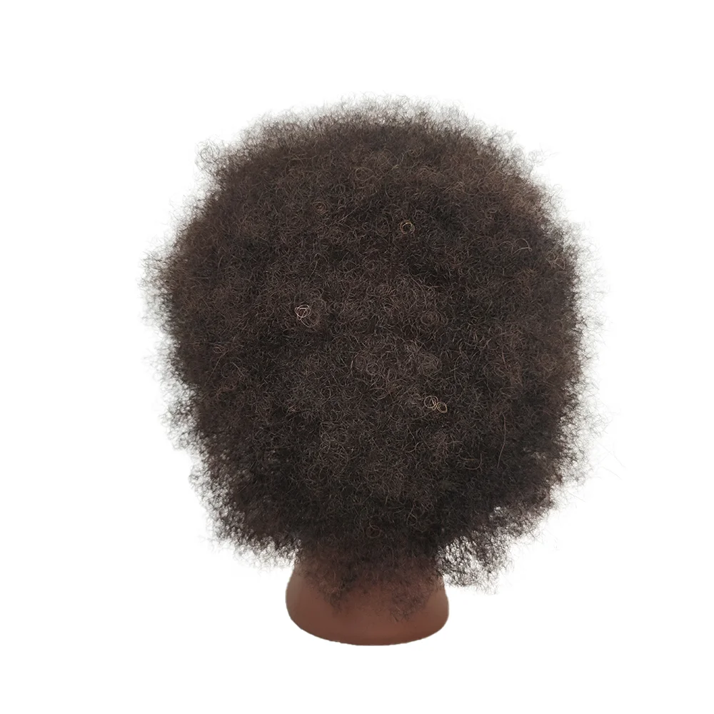 Afor Kinky Curly Inlaid Eyes Mannequin Head 100% Human Hair for Hairdresser Practice Braiding Styling Manikin Cosmetology Doll