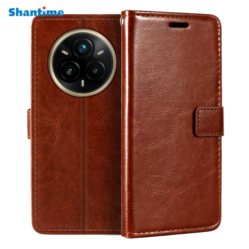 OPPO Realme 14 Pro + 5G RMX5051 용 케이스, 카드 홀더 및 킥스탠드 포함 지갑 PU 플립 케이스 커버