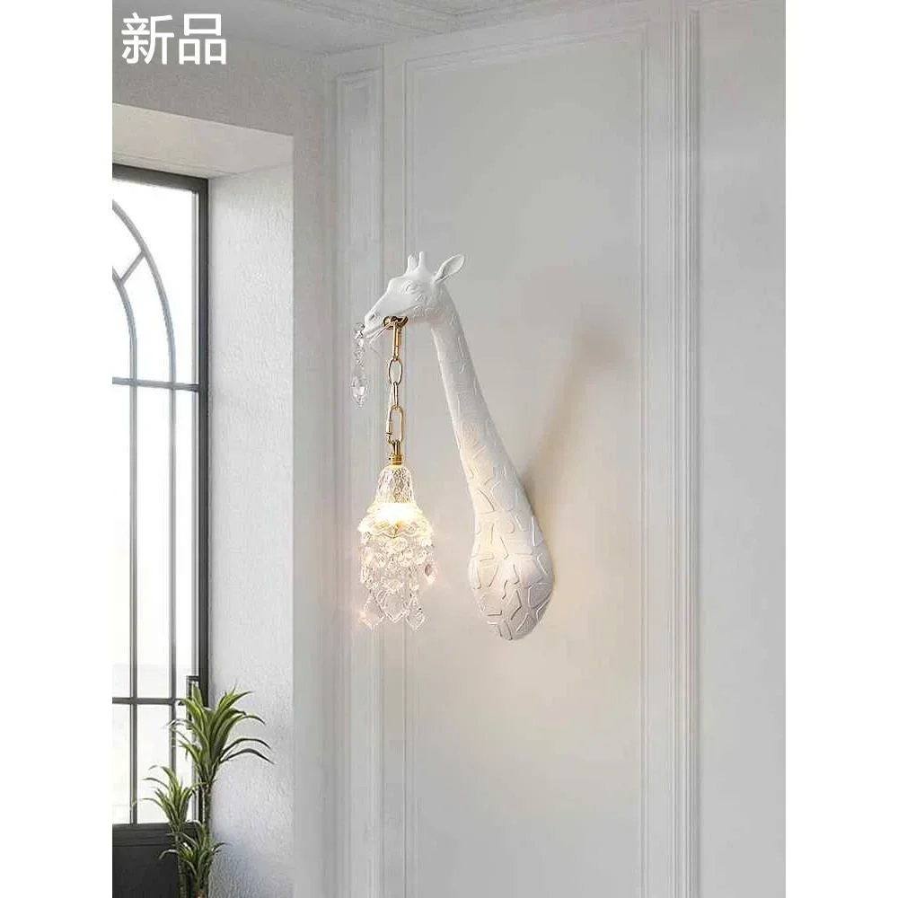 Designer Resin Giraffe LED Wall Lamp For Bedside Lighting Corridor Living Room Decor Light Tricolor Light