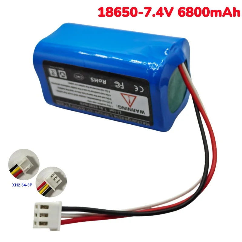 New 7.4V 6800mAh 18650 2S2P Battery For Bluetooth Speaker, Solar Light, Monitor + Protective Board XH2.54-3P Plug High Quality