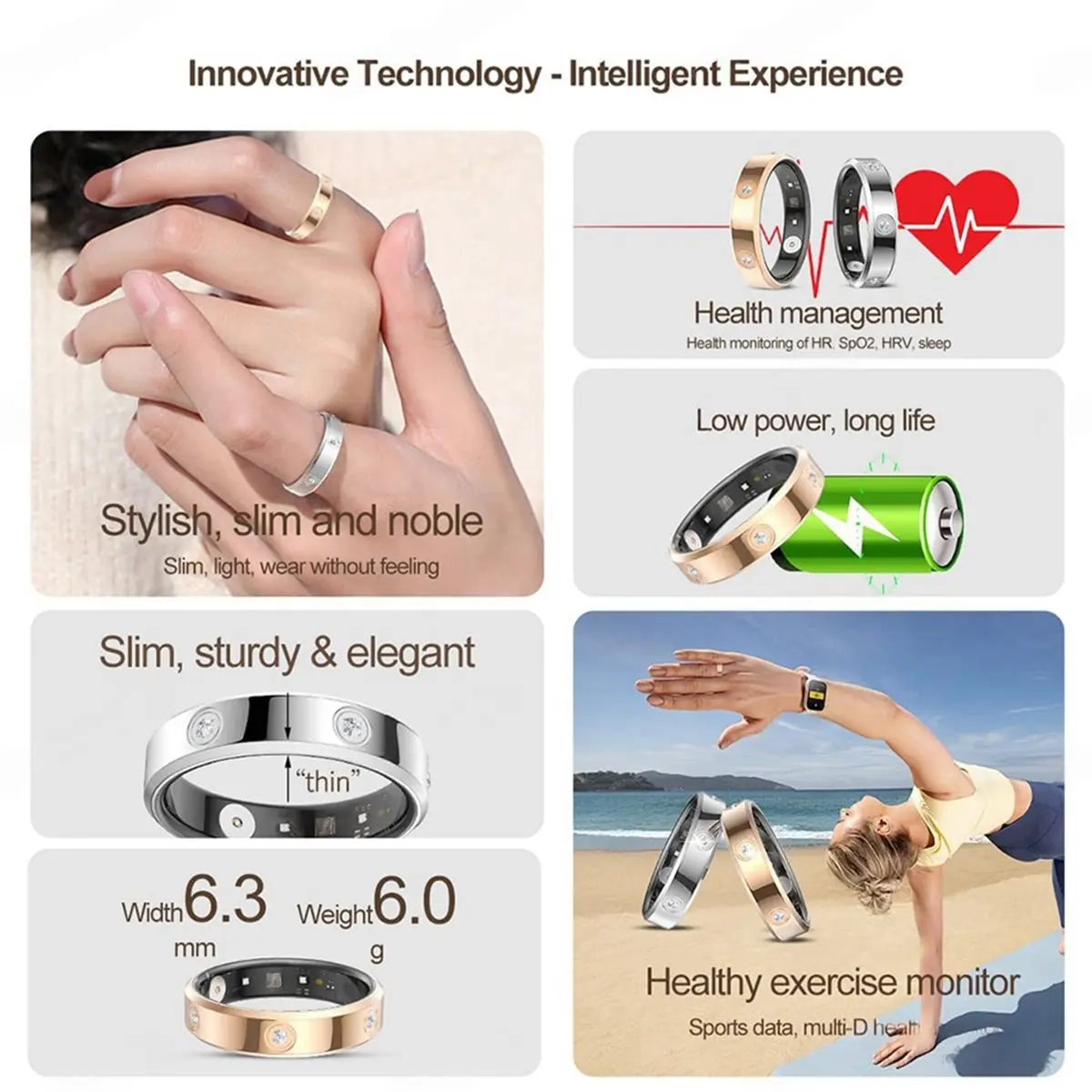 【a60i~】-smart-ring-women-men-super-narrow-63mm-heart-rate-health-stress-measurement-monitor-ip68-waterproof-fashion-rings