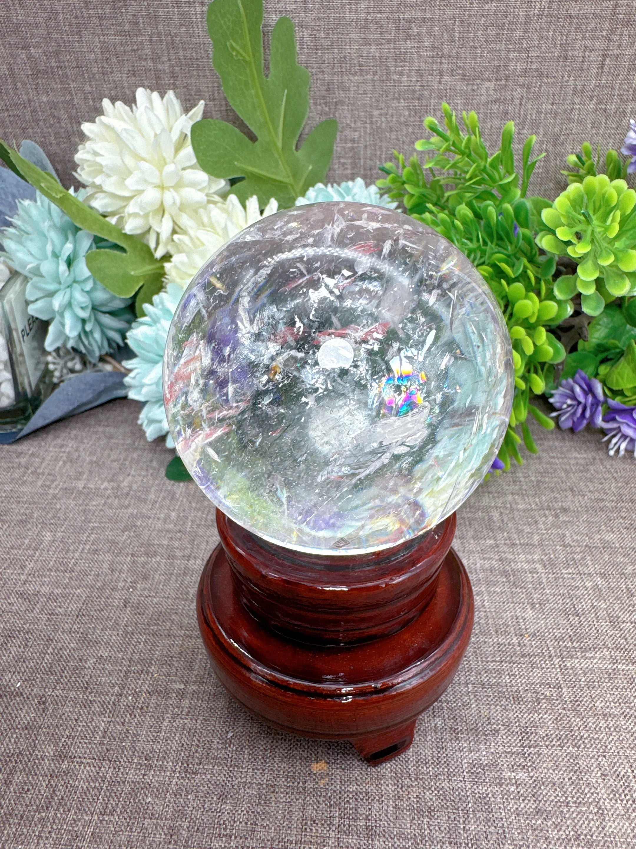 Highest Quality Natural Rainbow White Crystal Ball Himalayan Crystal Asay Home Meditation Decoration Gift+stand