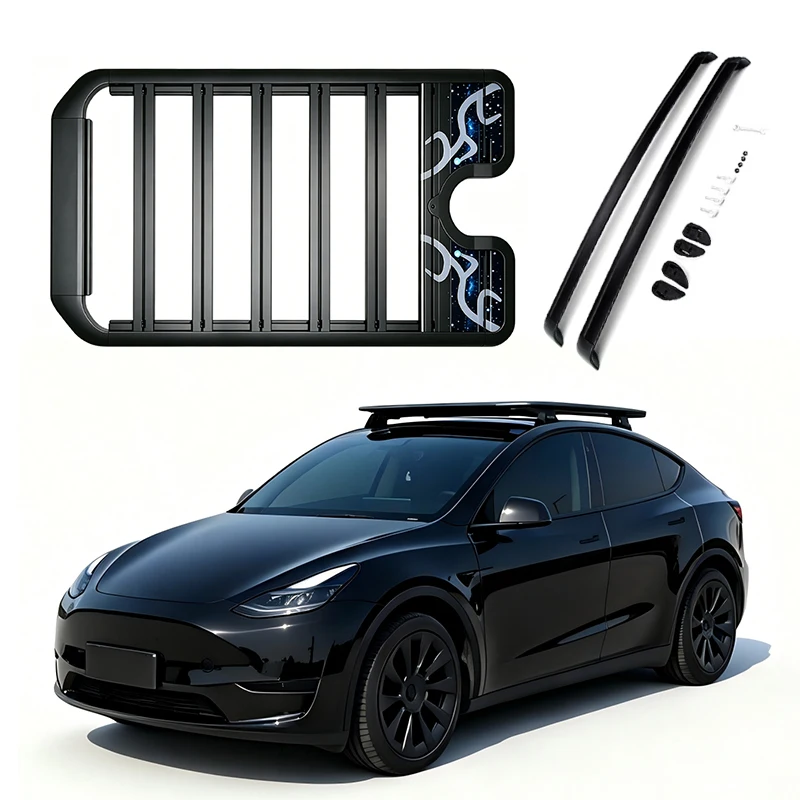 Aluminum Alloy Car Roof Cargo Luggage Rack Baskets for Tesla Model Y 2021-2024 2025+