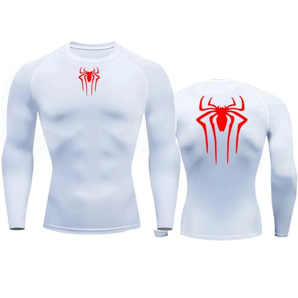 Anime Spider Compression Shirt Long Sleeve For Men Gym Fitness Sportswear Rashguard Bodybuilding Dry Fit Clothing Running Wear