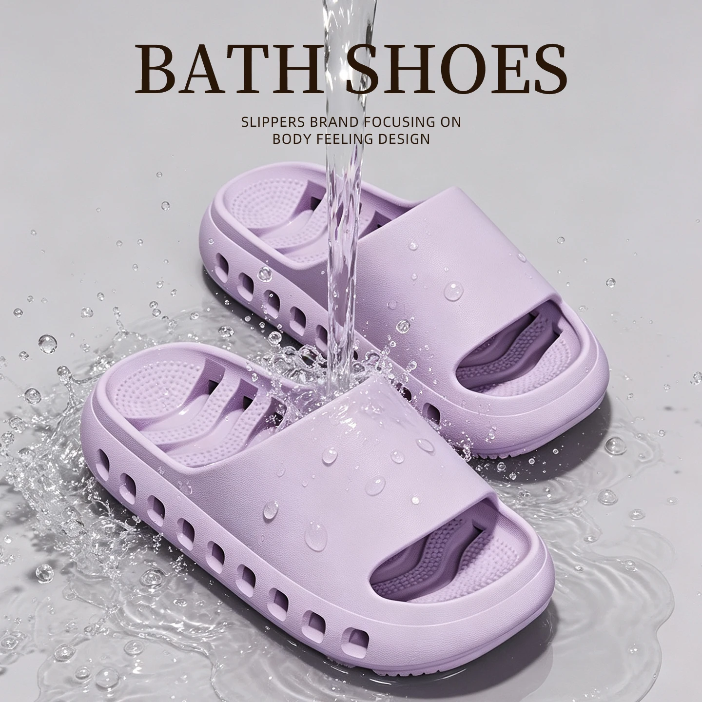 Men Women Bathroom Slippers Quick Drying Shower Shoes Thick Sole EVA Drain Hole Slides Anti-Slip Indoor Soft Platform Sandals