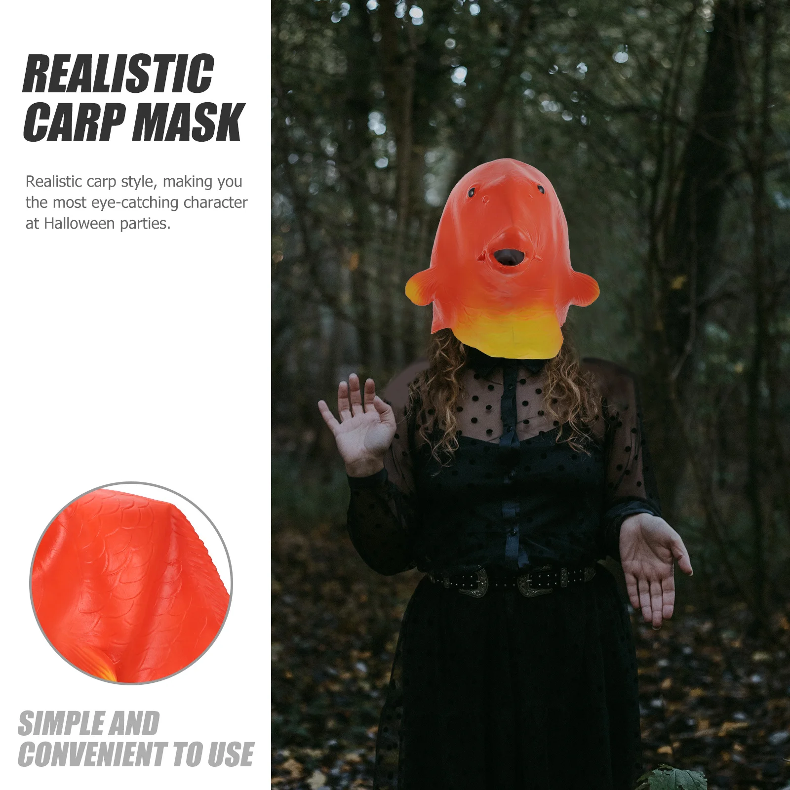 

Red Goldfish Head Mask Animal-Design Cosplay Party Mask For Halloween Carnival Masquerade Festival Decorative Photo Prop