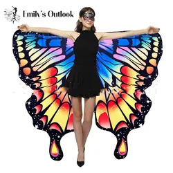 Doule Side Print Monarch Butterfly Cape Wings Stage Halloween Party Photography Props Soft Fabric Costume Adults Mask Headband