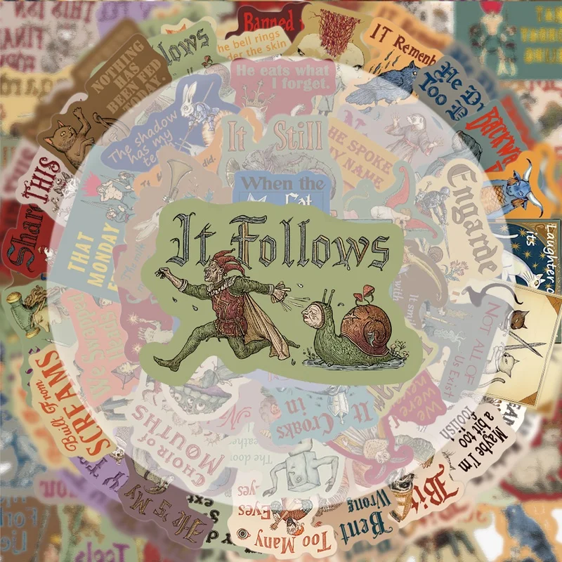 50 Średniowiecznych, Dziwacznych, Abstrakcyjnych Naklejek Graffiti, Żywe Naklejki, Idealne do Dekoracji Butelek na Wodę, Laptopów, Telefonów Komórkowych, Bagażu, Deskorolek, Gitar, Pudełek Prezentowych, Dekoracji na Przyjęcia