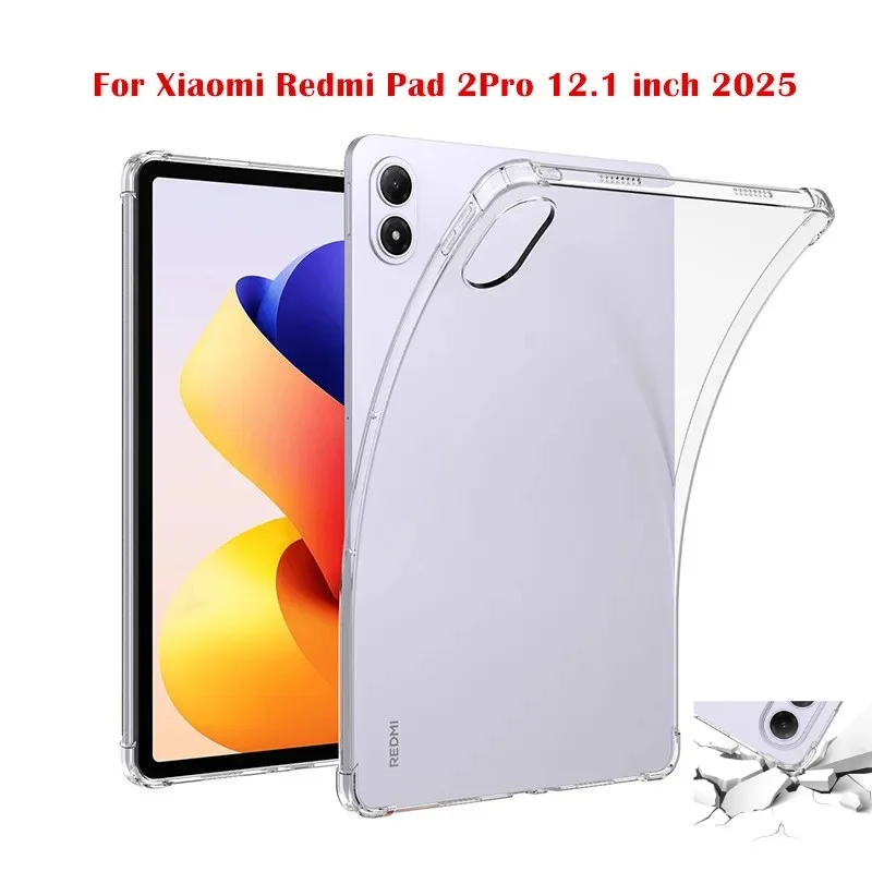 

Thickened Airbag Soft Silicone Clear TPU Case for Xiaomi Redmi Pad 2 Pro 12.1 Inch 11 2025 MIPad 8 7 6 Pro 11.2 Protective Cover