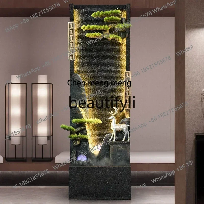 D178   Chinese circulating water curtain wall fountain rockery flowing water living room office lucky ornament opening gift