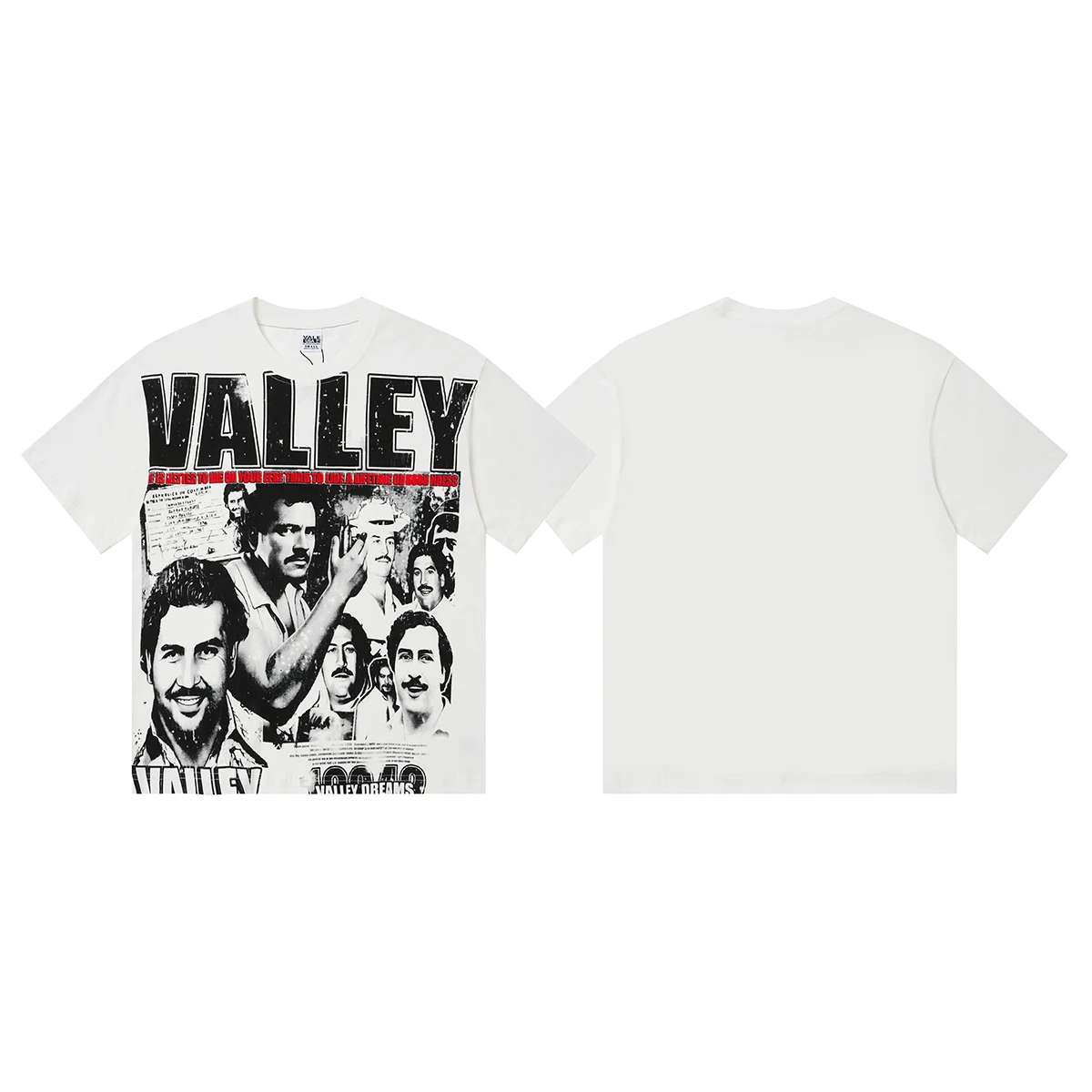 Vale Valley American Trendy Brand Vintage Star Print High Street Pure Cotton Short Sleeve T-Shirt Street Style Retro Design