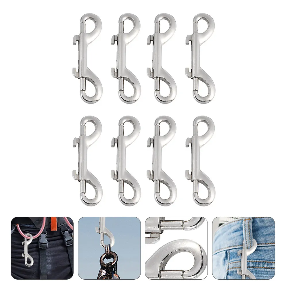 8Pcs Double Ended Hook Snap Clips Heavy Duty Metal Bolt Clips Rust Resistant Flexible for Ropes Leashes Snap Hook