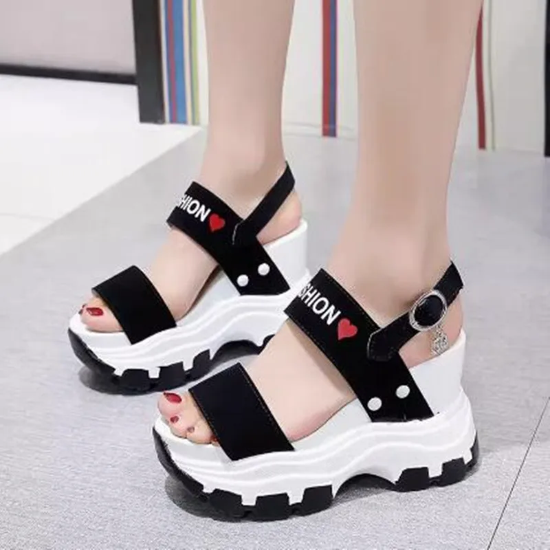 Luxury Platform Heeled Sandals Women New Summer Chunky High Heels Female Wedges Shoes for Women Fish Toe Red Sandalias De Mujer