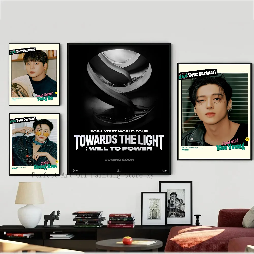 1PC Kpop Idols A-ATEEZ Poster Paper Print Home Living Room Bedroom Entrance Bar Restaurant Cafe Art Painting Decoration