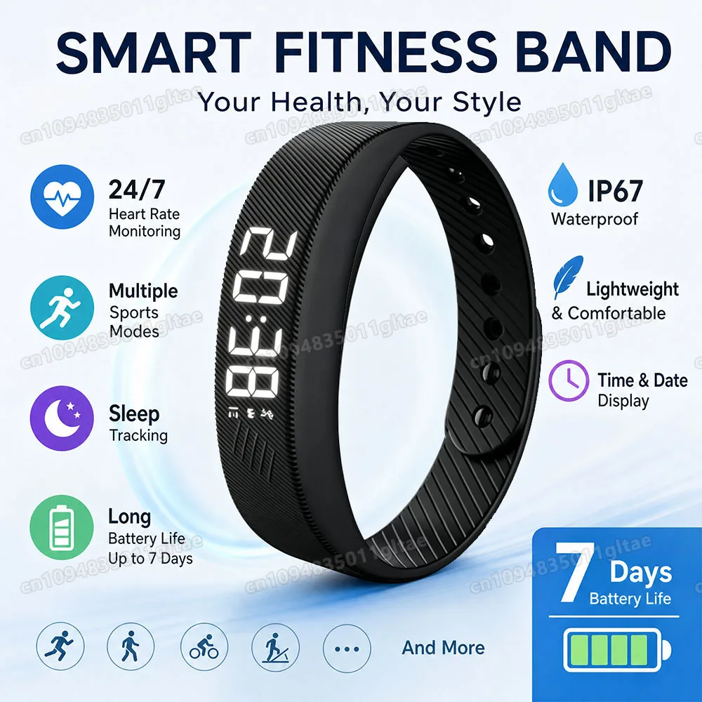 Vibrating Alarm Clock Watch Heavy Sleepers Silent Wake-Up Smart Bracelet Men Women Adjustable Wearable Vibration Wrist Band HT30