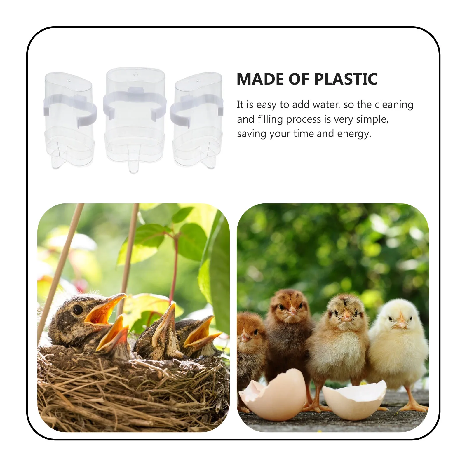 

3 Pcs Automatic Drinking Fountain Bird Cage Water Bowl Cup Pigeon Feeder Dispenser Dish