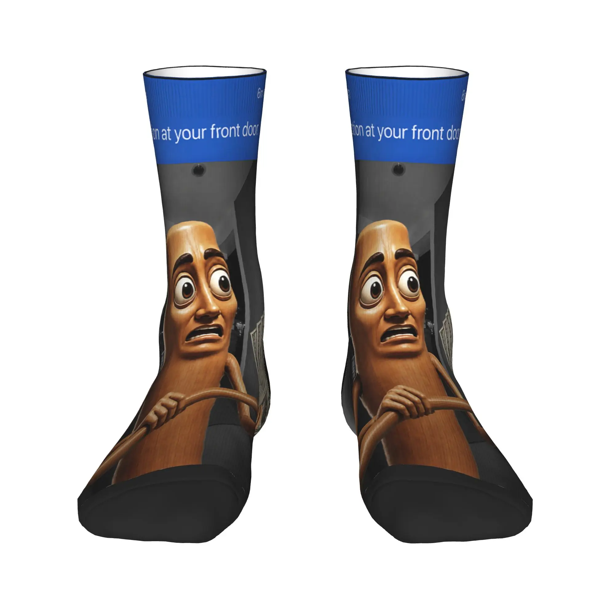 There is Motion At Your Front Door Tung Sahur Meme Stockings Gothic Socks Men Medium Soft Socks Spring Running Sports Socks
