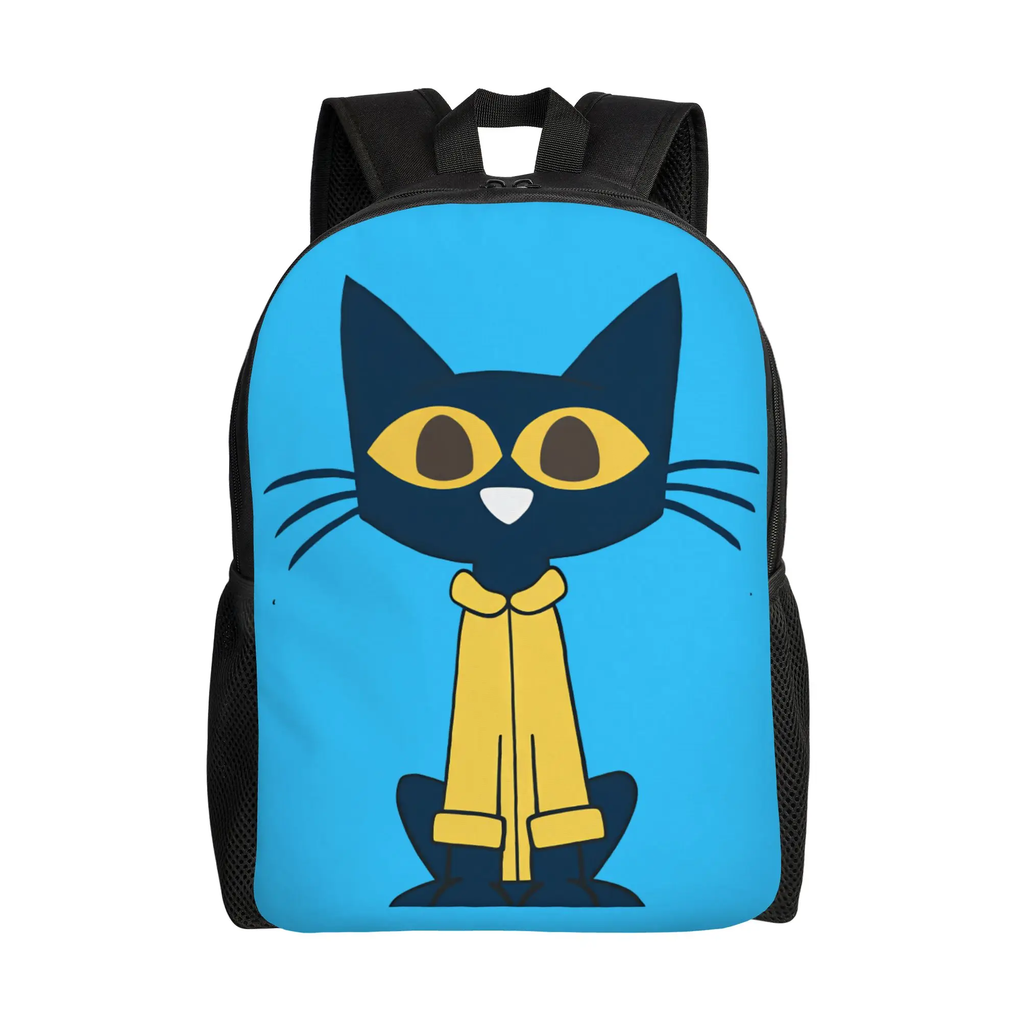 Blue and yellow petes the cat Poster Backpack  Girl Polyester Trekking Backpacks Durable Fun High School Bags Rucksack