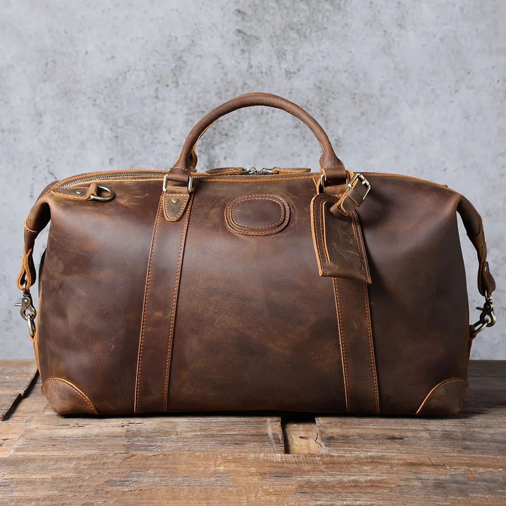 S.WORKER Premium Vollnarbenleder-Reisetasche Echtes Leder Vintage-Stil Große Handgepäcktasche – Detail 7