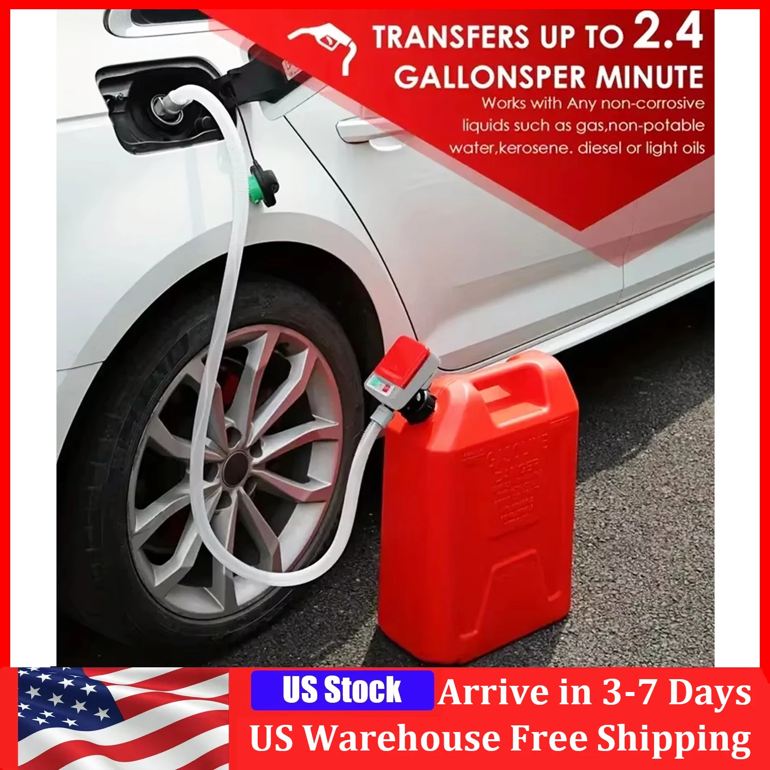 

Электрический насос для перекачки топлива с датчиком автоматической остановки и защитой от протечек, быстрый и безопасный, с адаптером для нескольких баков, для автомобиля, лодки, экстренных ситуаций, кемпинга, автодома