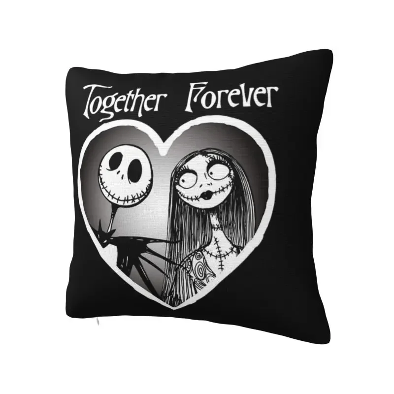 Halloween Skull Jack Sally Throw Pillow Case Home Decoration Nightmare Before Christmas Movie Cushion Cover Square Pillowcase