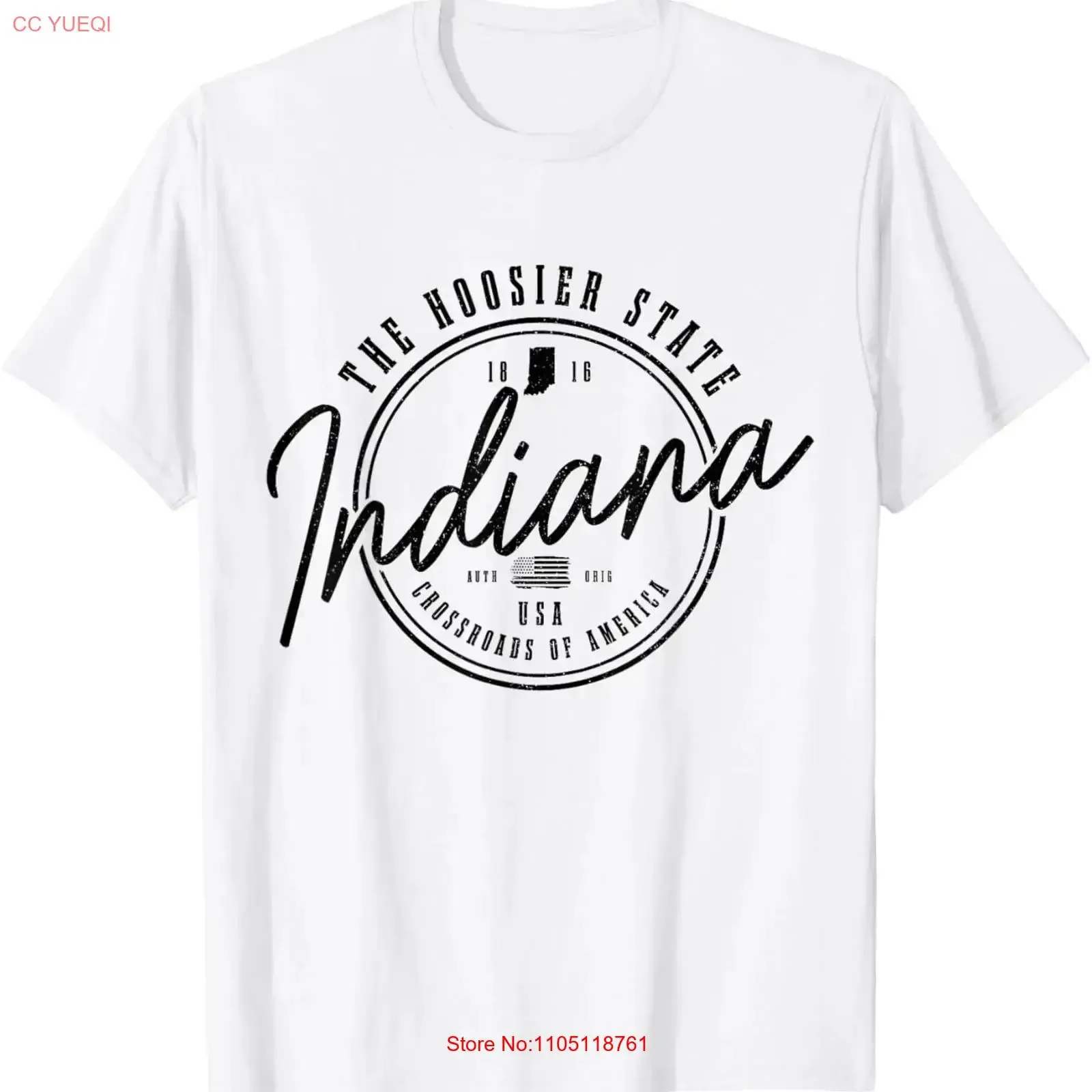 Indiana The Hoosier State Est 1816 Camiseta Patriótica vintage Lavada Macio Confortável Respirável Unissex gráfico Versátil