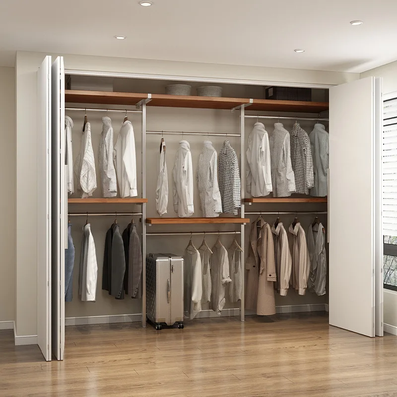 Metal wardrobe open bedroom floor hanging wall walk-in