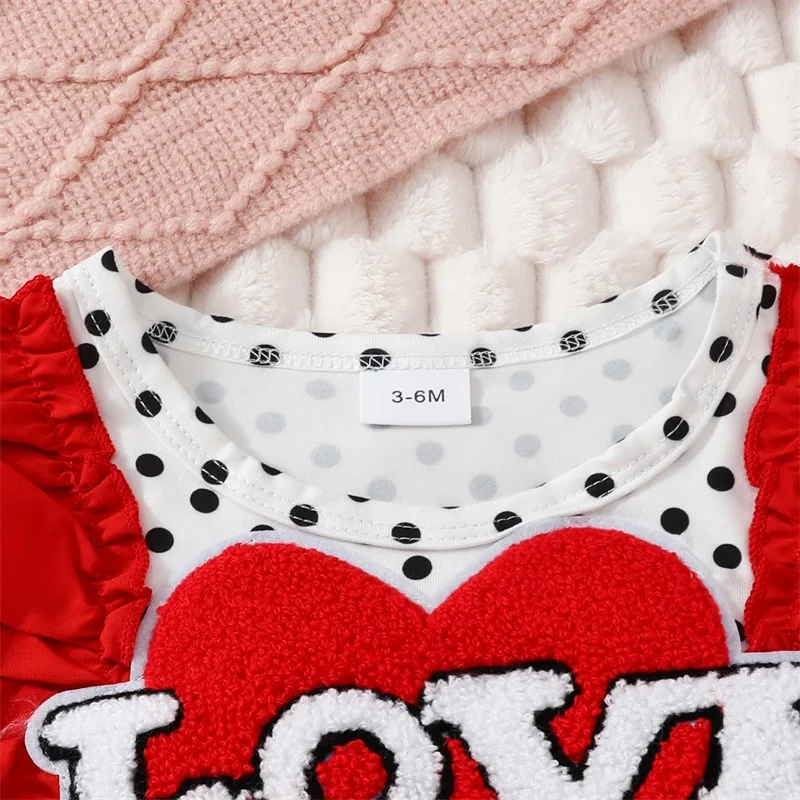 Conjunto de ropa para bebé niña, adorable vestido mameluco con estampado de corazón de manga corta y diadema con lazo a juego, traje bonito para