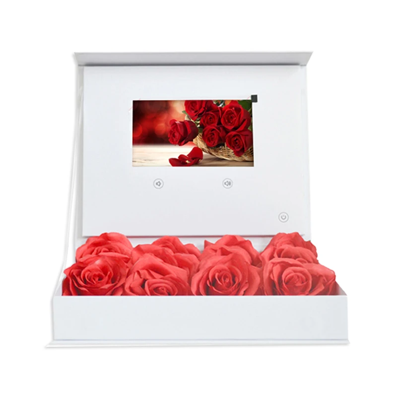 

Hot Selling 7 Inch LCD Screen Video Box Paper Material With 128MB Memory For Flower Packaging