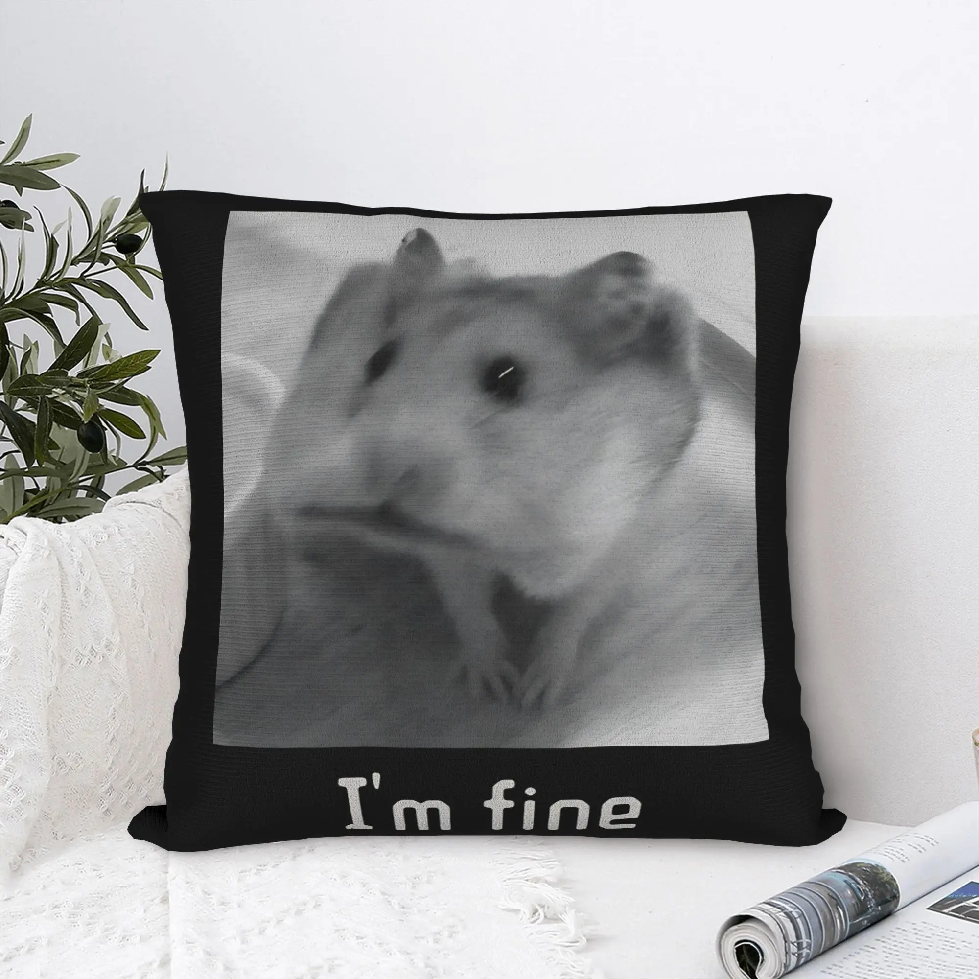 Im Fine Hamster Cute Chaos Animal Square Pillow Cases  Cushion Covers Fashion Zippered Decor Pillowcase for Home 45*45cm