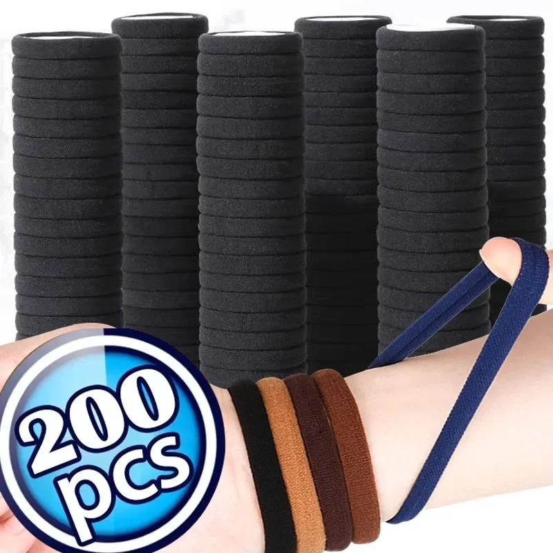 50-200pcs hohe elastische Haar bänder Frauen Mädchen schwarz Haarband Gummi Krawatten Pferdes chwanz halter Haar gummis Kinder Kopfs eil Kopf bedeckung Teile