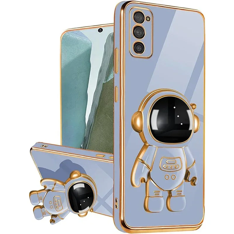 For Reno 12 Pro 11F Plating Astronaut Ring Stand Holder Case For OPPO A60 A79 A98 Realme C67 C65 Soft Silicone Shockproof Cover