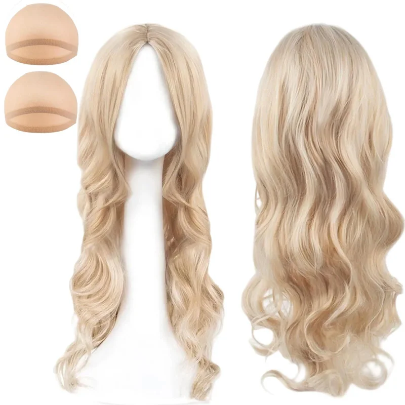 

Long Blonde Wave Wigs, Curly Wig for Women Girls Ladies, 70 cm,