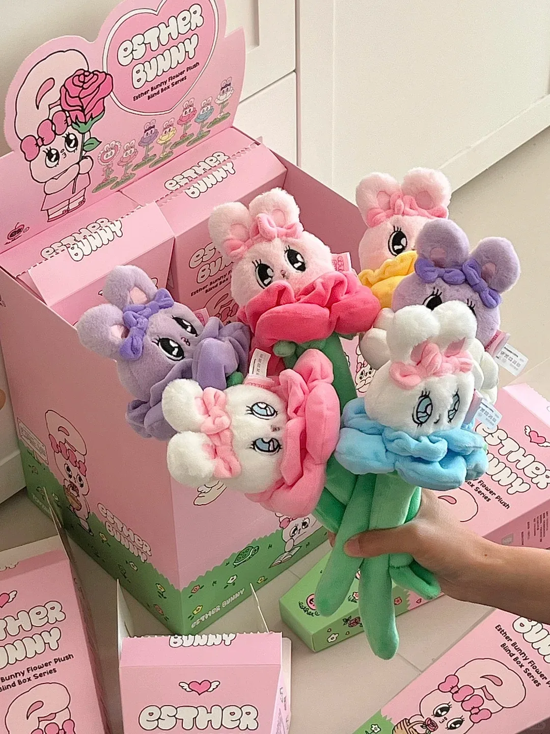 Toyzeroplus Esther الأرنب أرنب زهرة سلسلة صندوق أعمى دمية Kawaii أرنب غرفة الديكور دمية صندوق غامض هدايا الأطفال