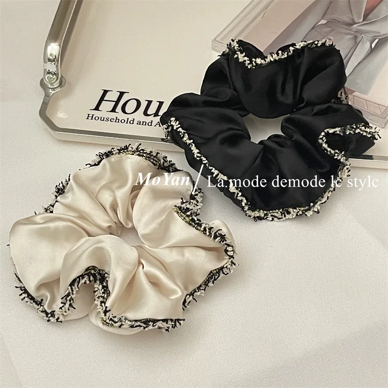 

Tassel Edge Fabric Large Scrunchies Hair Loop Small Fragrant Wind Tied Ponytail Ladies High Elasticity Hair Rope Versatile