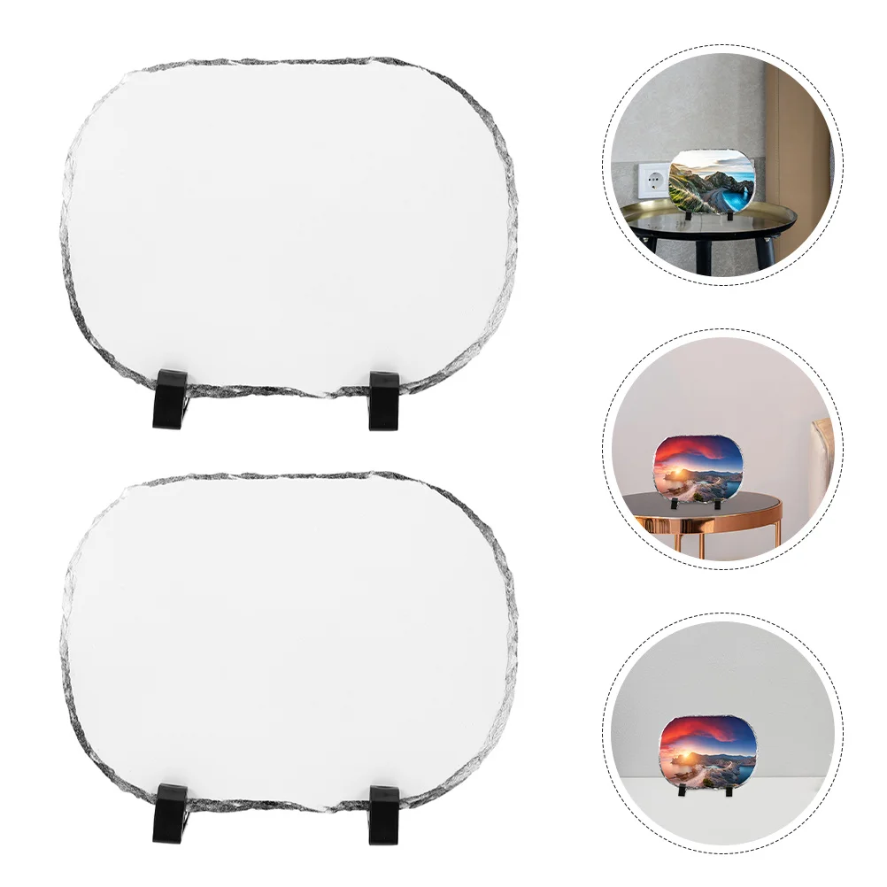 

2Set DIY Sublimation Stone Photo Frame Blank Photo Heat Transfer Picture Frame for Personalized Gifts Natural Rock