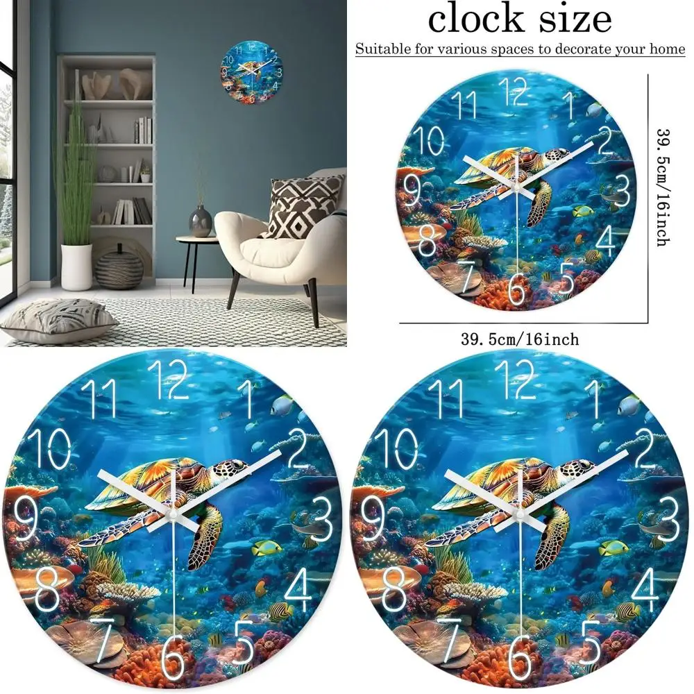 

Ocean-Themed 16 Silent Battery-Powered Wall Clock for Living Room Decor