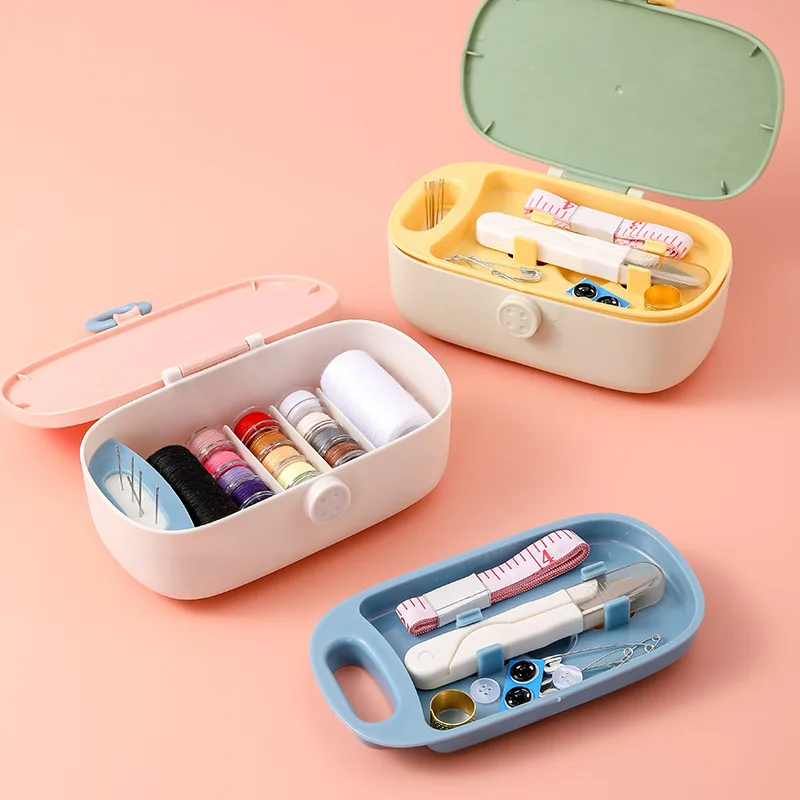 

Handicraft DIY Home Sewing Box Small Cute Hand Portable Sewing Tool Front Storage Bag Set Travel Lady Scissors Needle Thread G26