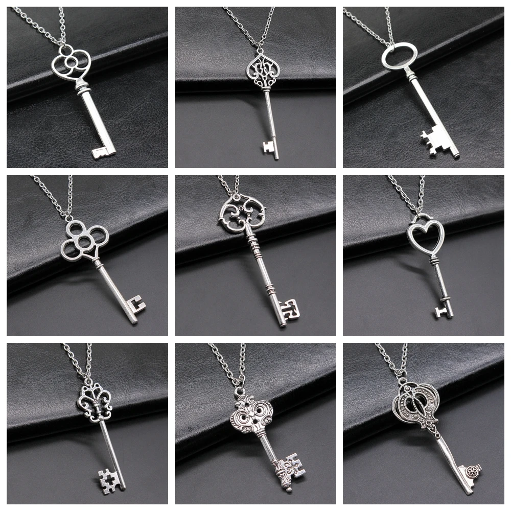 Vintage Big Key Pendant Long Chain Necklace For Women Girl Birthday Gift Enter University Gift Costume Jewellery Necklace