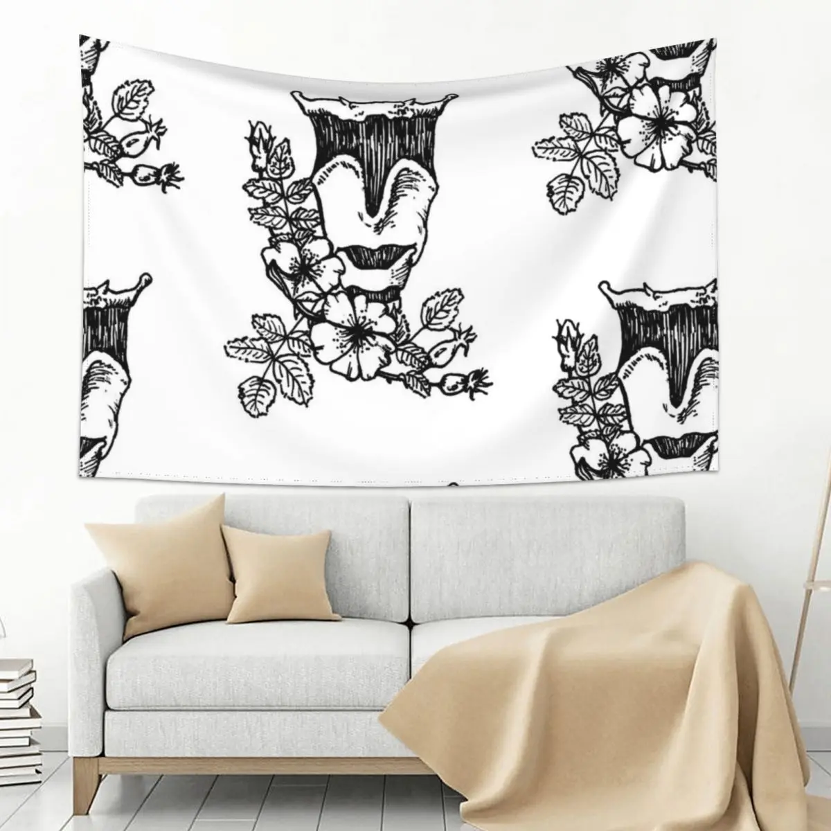 

Larynx with Flowers Anatomy Botanical Drawing Tapestry