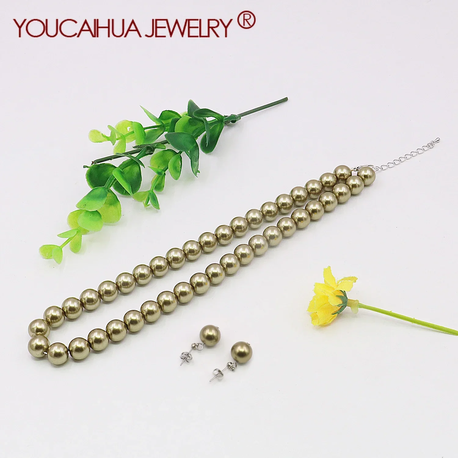 8 10 12mm Golden Shell Pearl Neckchain,Round Beads Necklace, Easy Wear Gifts,5cm Extension Chain, Women's Jewelry Making/Design