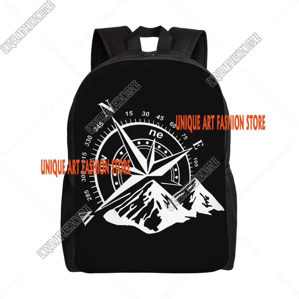 

3D Print Navigate Mountain Adventure Compass Backpack for Girls Boys School College Travel Bags Bookbag Fits 15 Inch Laptop