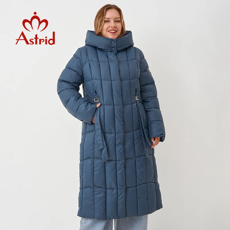 

Astrid 2022 New Winter Women's coat women long warm parka Plaid fashion thick Jacket hooded Oversize female clothing 9546