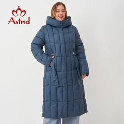 Astrid 2022 New Winter Women's coat women long warm parka Plaid fashion thick Jacket hooded Oversize female clothing 9546