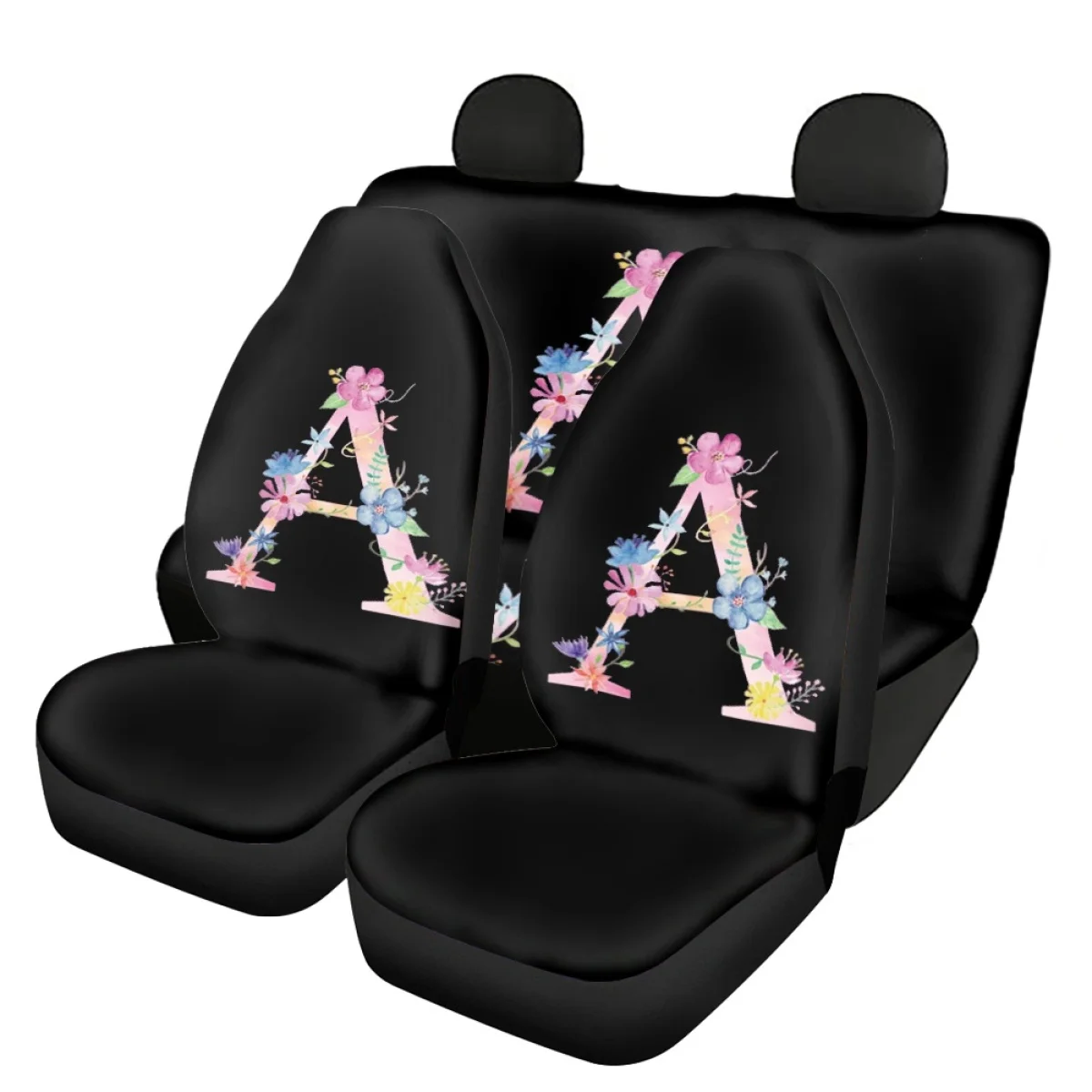 

Colorful Letter with Flowers Car Interior Seat Covers Universal Elastic Automobile Seats Protector Cover Design Car Accessories