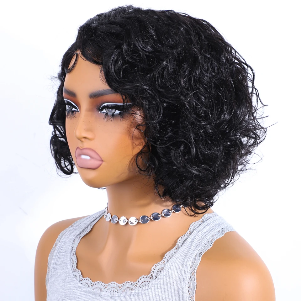 Bouncy Curly Short Bob Wig Lace Front Human Hair Wigs For Black Women Brazilian 100% Human Hair Remy  Lace Front Human Hair Wig