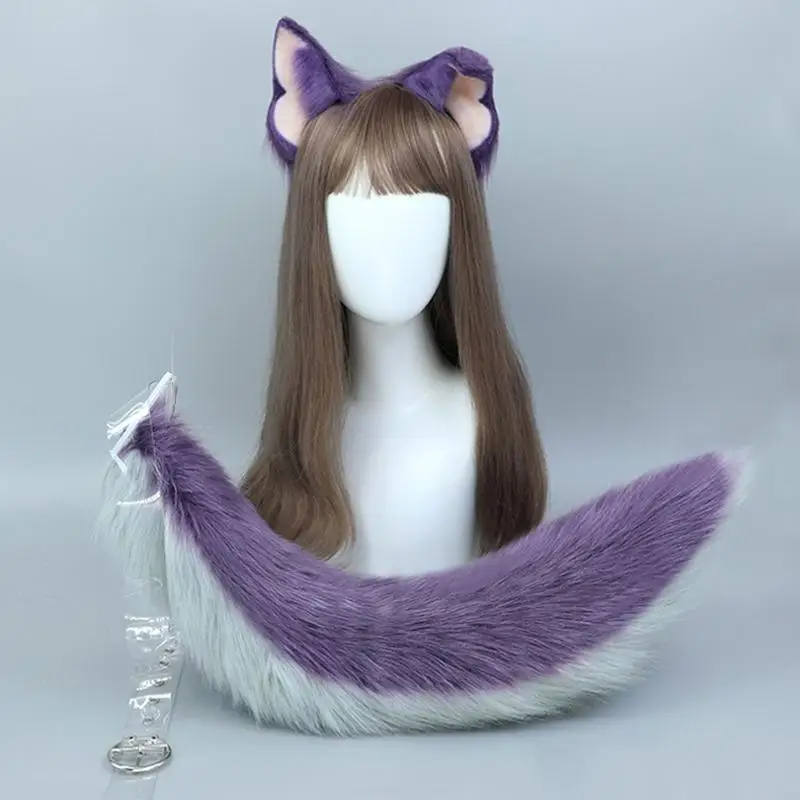 

Plush Simulation Animal Ears Headband + Tail Headwear for Cosplay Dress Up