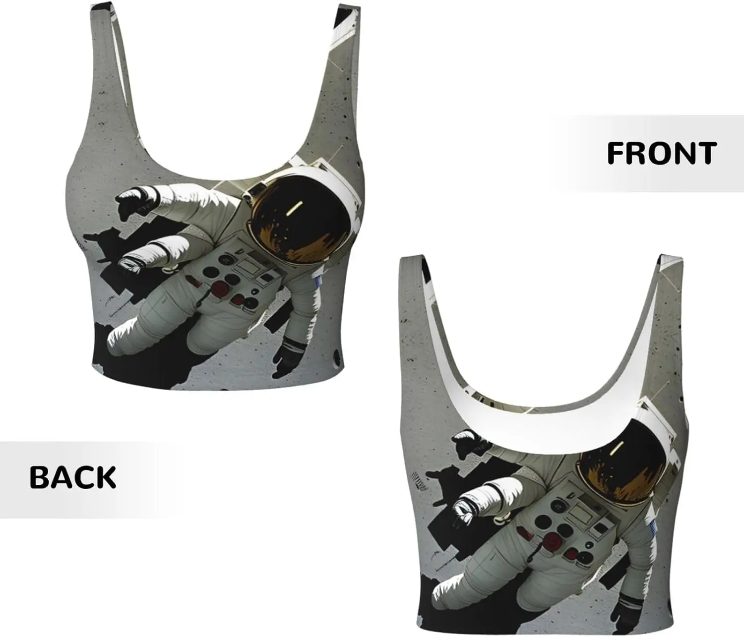 Lunar Astronaut bedruckte Damen-Sportweste für Yoga, Workout, Fitness – lässig, ärmellos, für sportliche Mädchen, Schwarz, X-Large